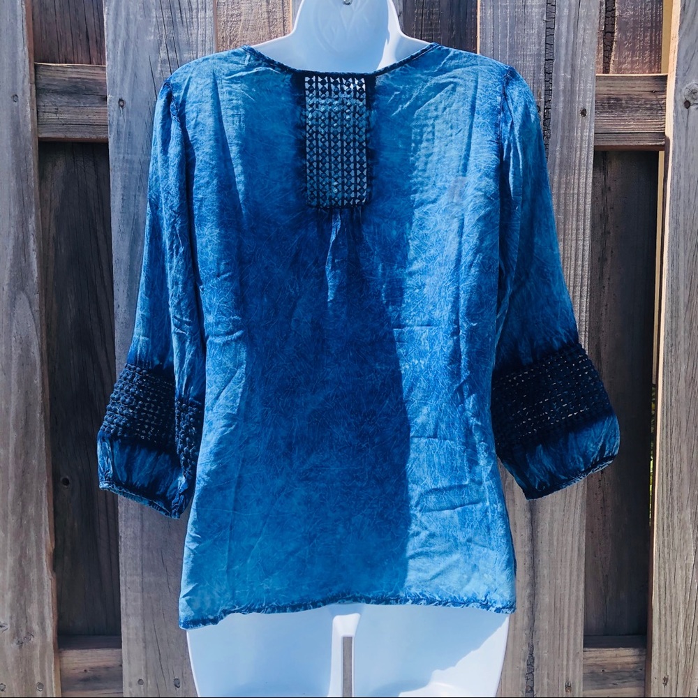 Live & Let Live Tie Dye Top LARGE Crochet Ombre - Picture 2 of 8